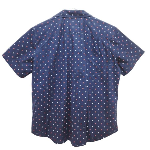 Mens Goodfellow  Co Navy Star Printed Short Sleeve Button-Up Shirt Slim Fit SZ L - Picture 2 of 7